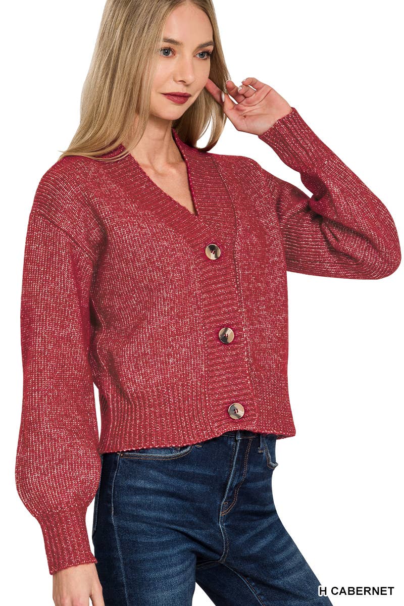 3 Button Front Sweater Cardigan Zenana: ROSE PINK