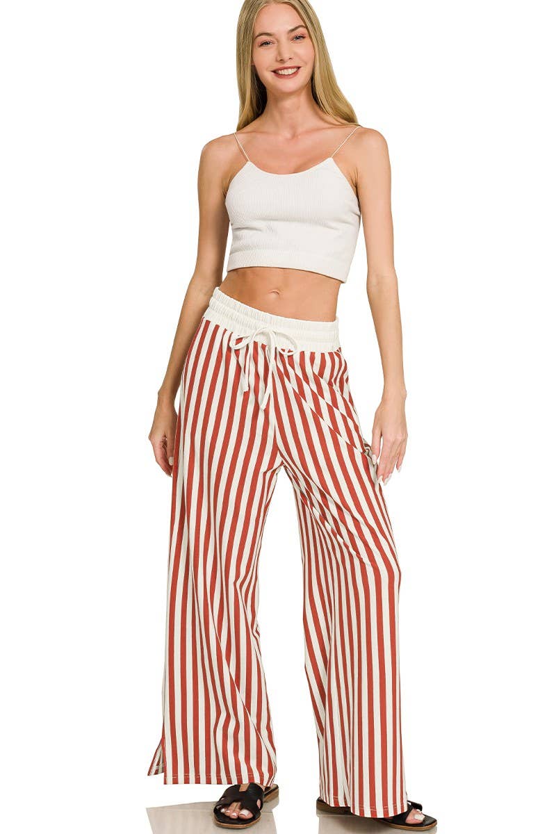 Vertical Striped Wide Leg Pants