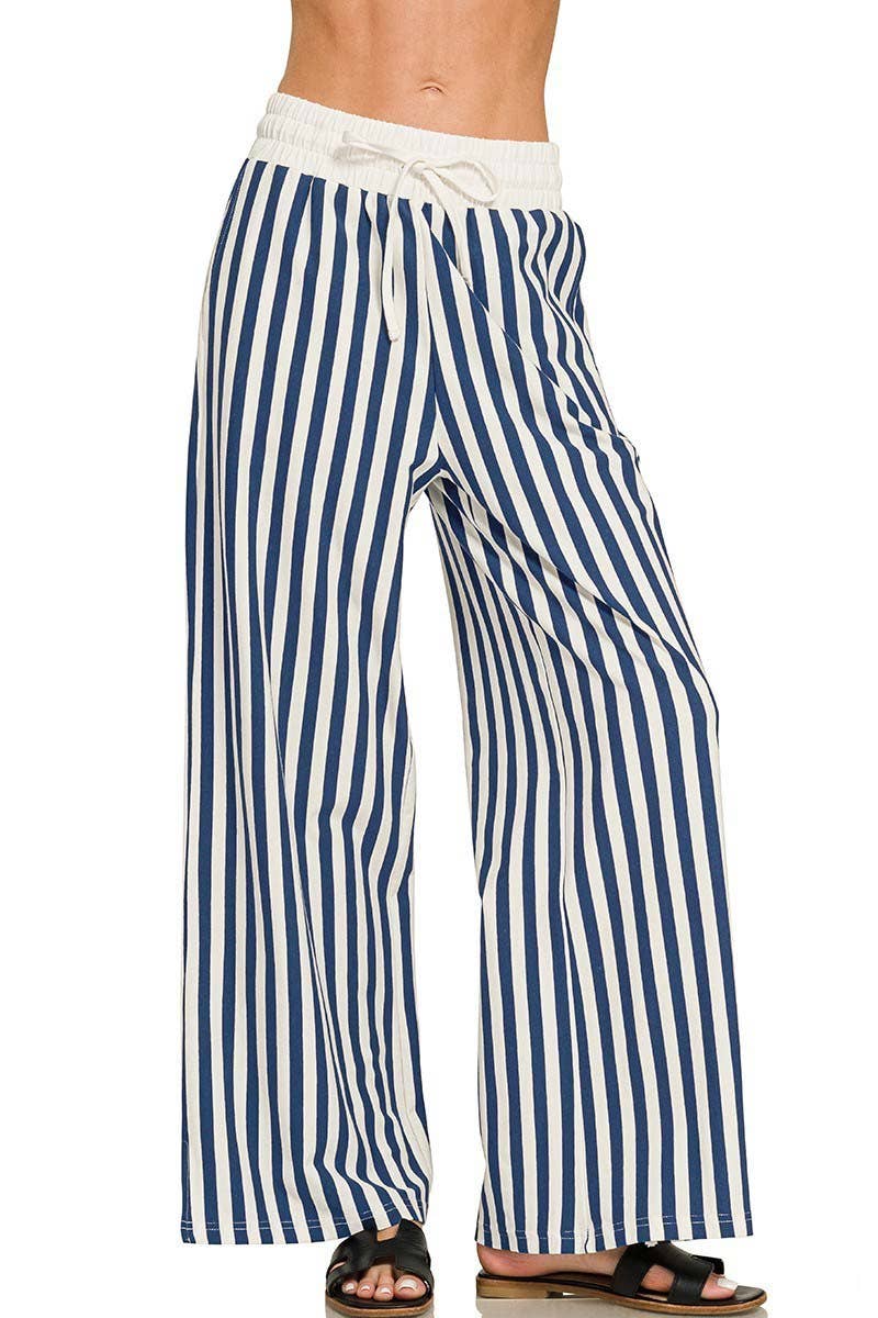 Vertical Striped Wide Leg Pants