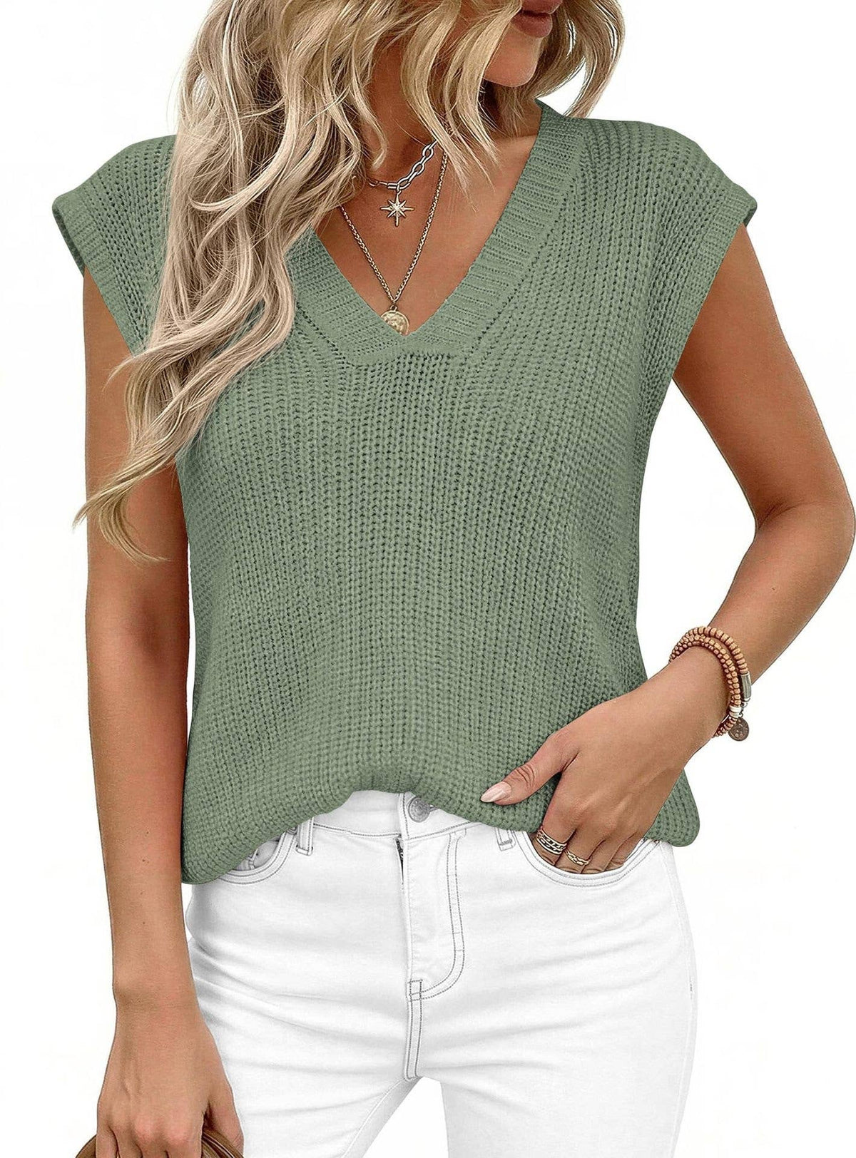 Women’s V-Neck Knit Top