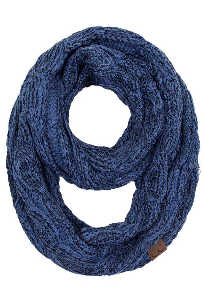 C.C Knitted Metallic Scarf: Teal/Teal