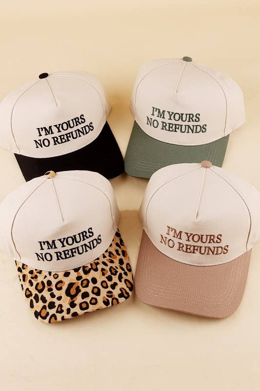 I'm Yours No Refunds Two Tone Canvas Cotton Cap: COW