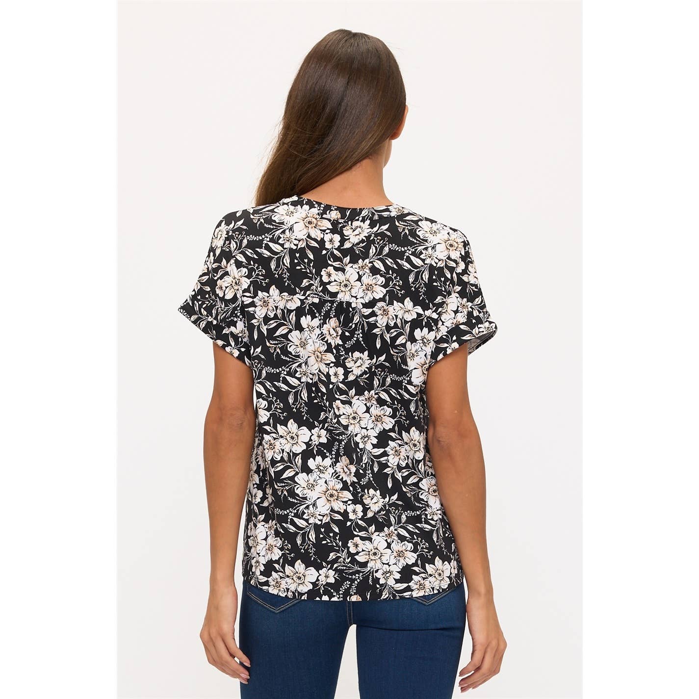 Floral Print Stretchy Knit Top