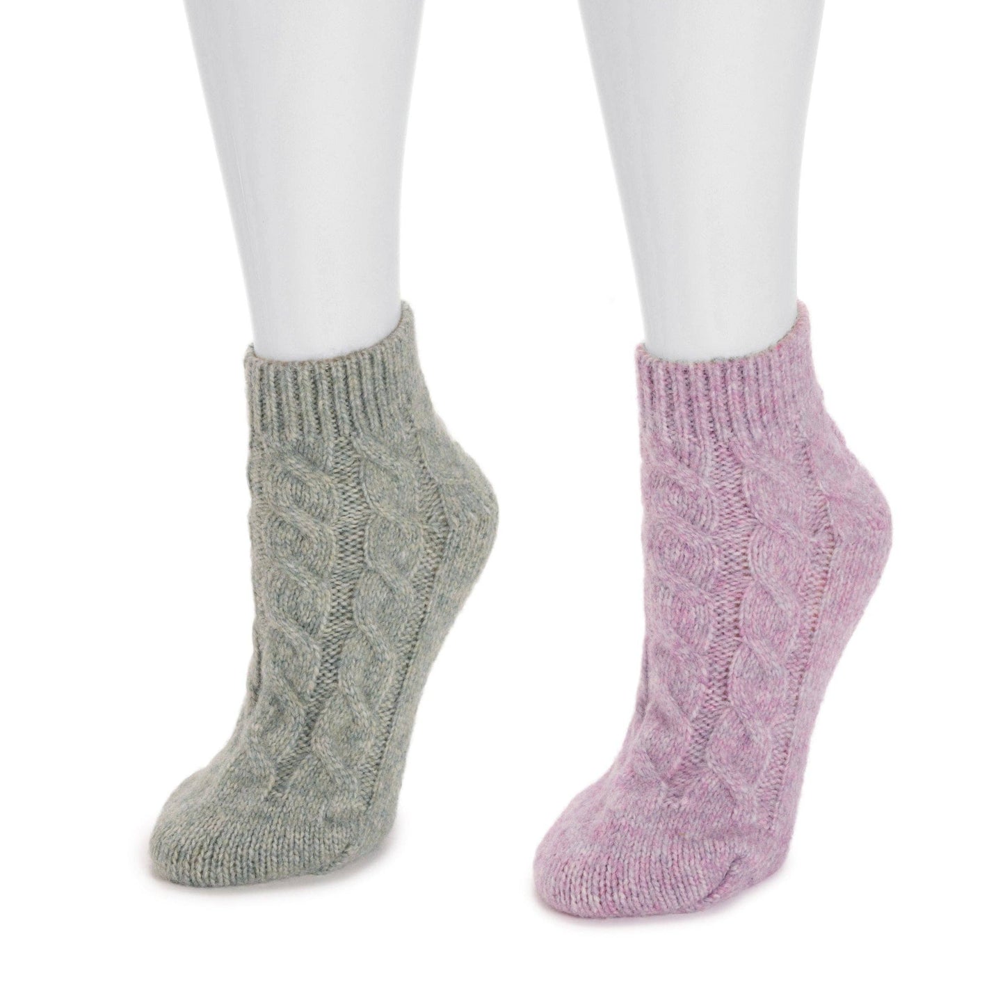 MUK LUKS Women's Luxe Cabled Footie Sweater Sock 2 Pack