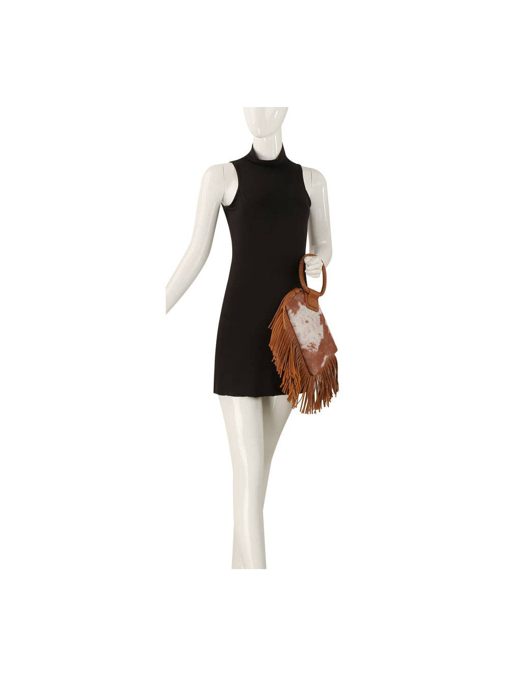 Western Fringe Cowhide Ring Clutch
