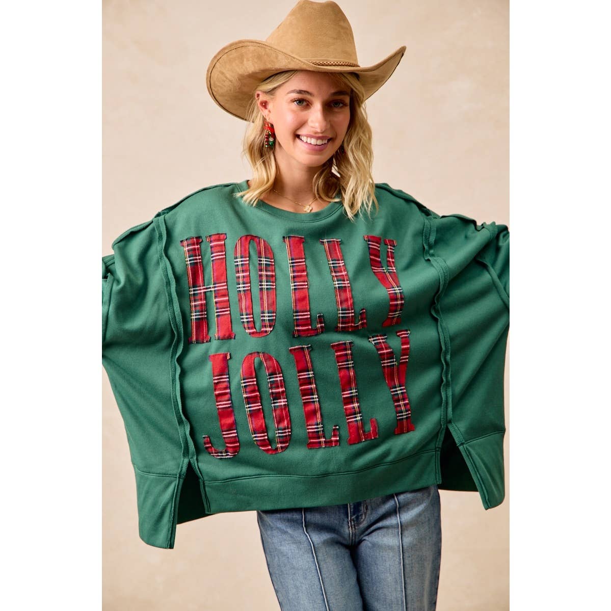 Christmas Plaid Holly Jolly  Sweatshirt
