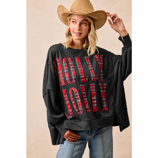 Christmas Plaid Holly Jolly  Sweatshirt