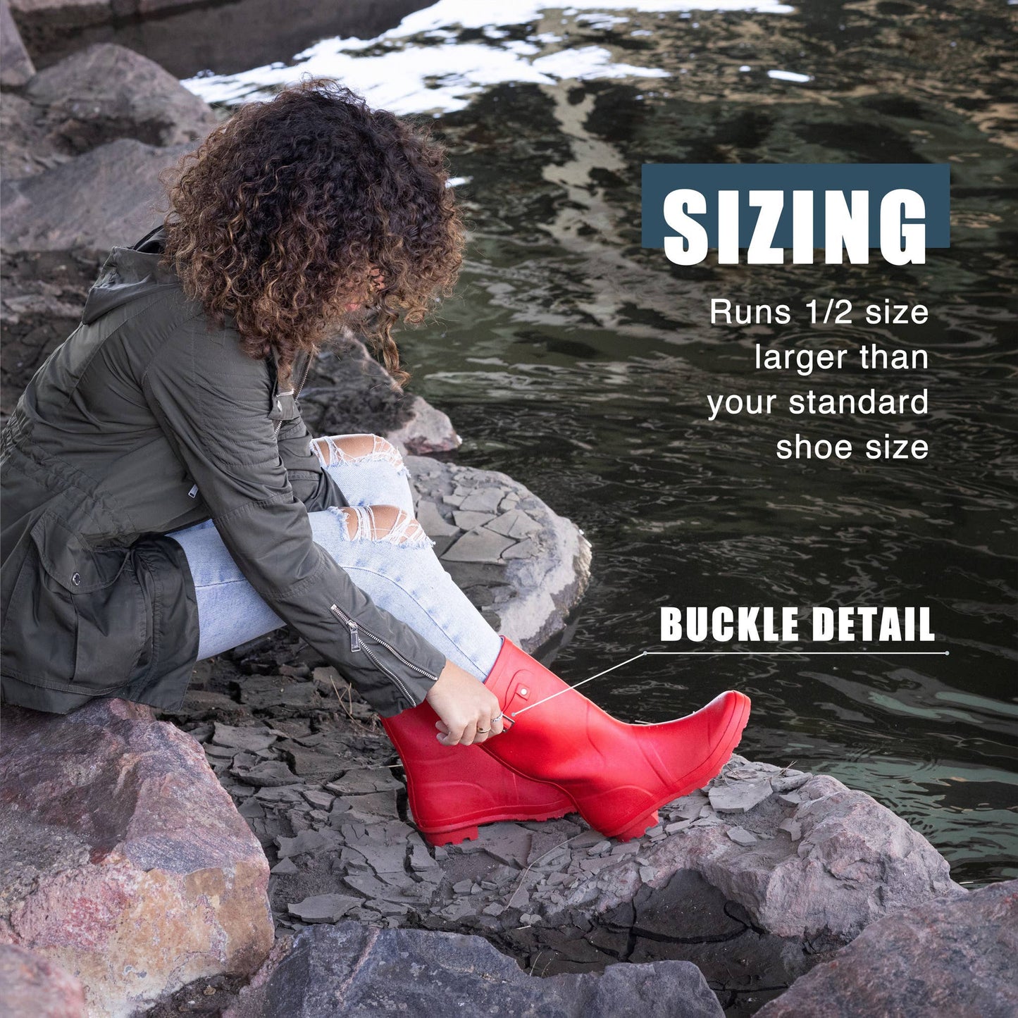 Norty Womens Mid Calf 11" Rain Boot Matte Navy: 9