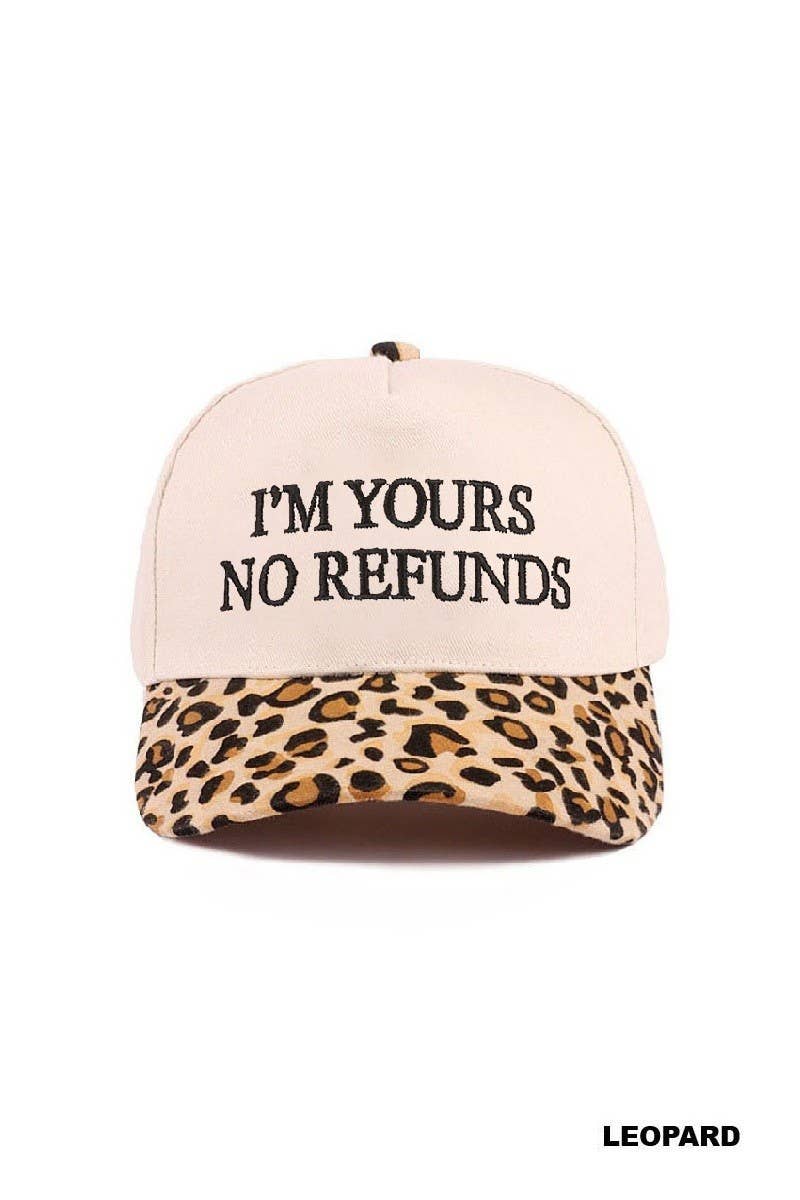I'm Yours No Refunds Two Tone Canvas Cotton Cap: COW