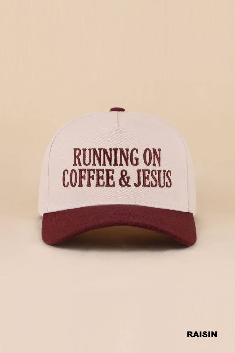 Running On Coffee and Jesus Two Tone Cotton Hat: COW