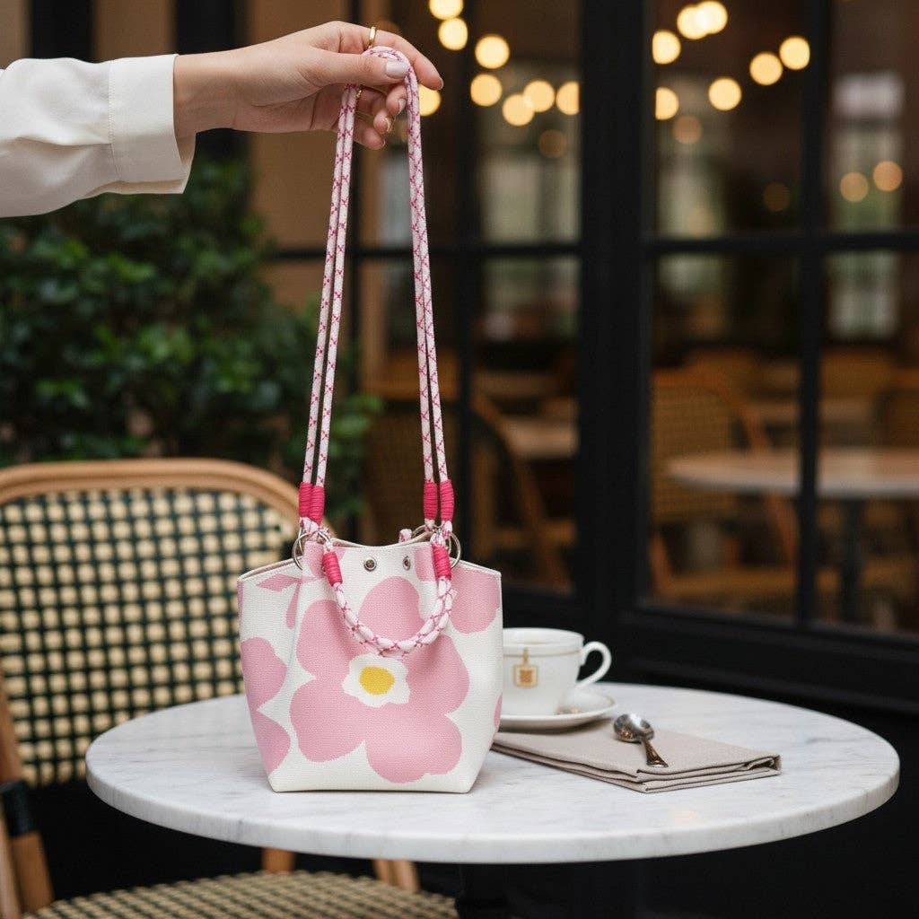 Flower Pattern Women's Knitted Bucket Bag
