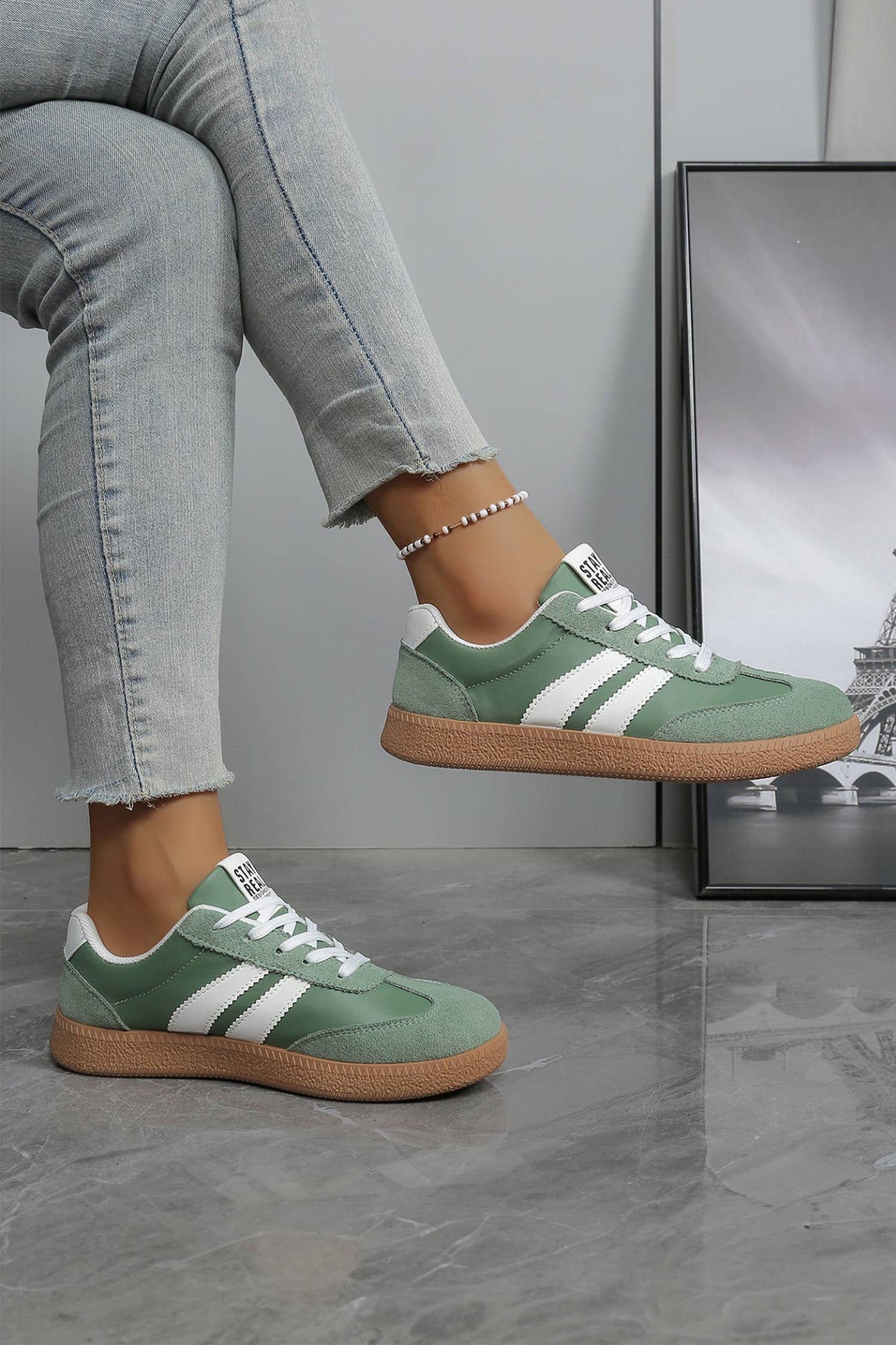 LDC Varsity Color Block Patchwork PU Leather Lace Up Shoes