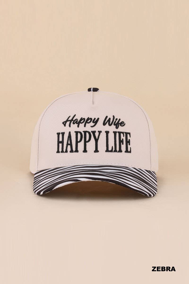 Happy Wife Happy Life Two Tone Snapback Hat: LEOPARD