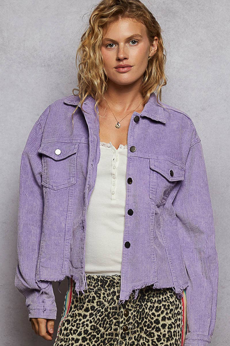 Pocket Front Button Down Corduroy Trucker Jacket