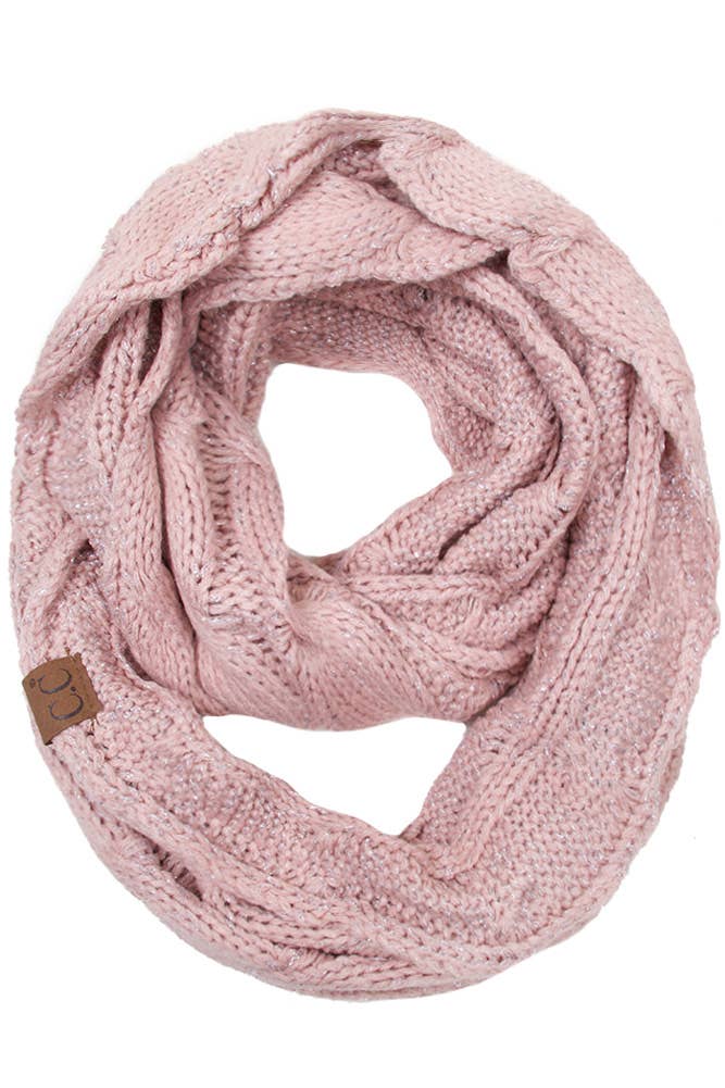 C.C Knitted Metallic Scarf: Teal/Teal