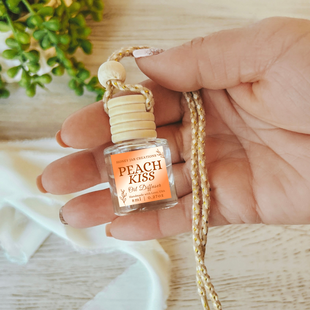 Hanging Car Diffuser | Peach Kiss | Made in USA: Square Bottle