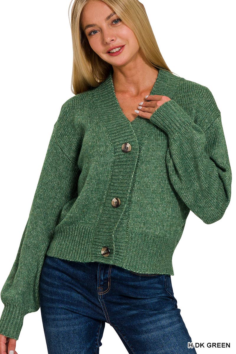 3 Button Front Sweater Cardigan Zenana: ROSE PINK