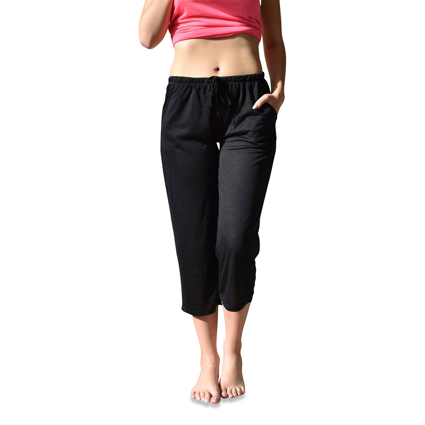 Women's Casual Poly-Slub Capri-Length Lounge Pants