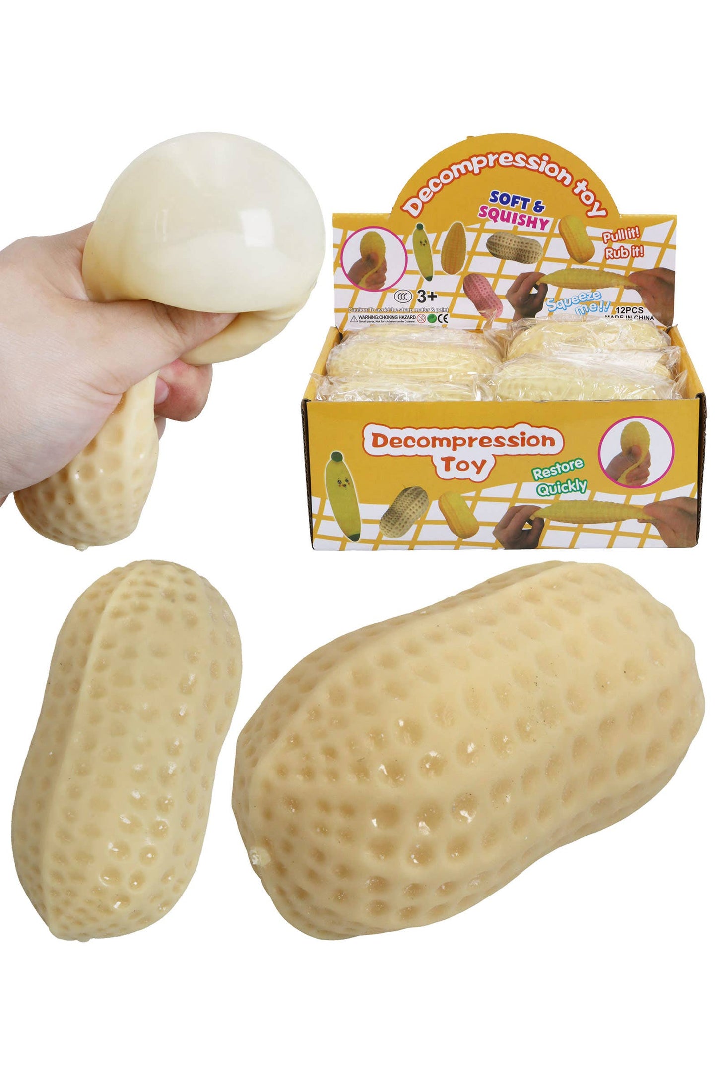 Peanut Fluffy Slime Filled Squishy Stress Relief Toy: BEIGE