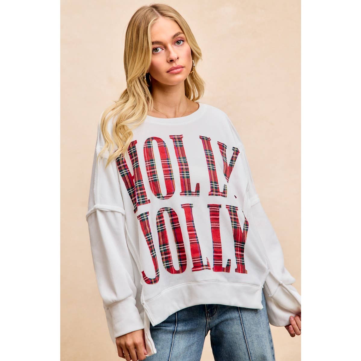 Christmas Plaid Holly Jolly  Sweatshirt