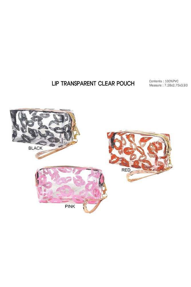Lip Transparent Clear Pouch: Red