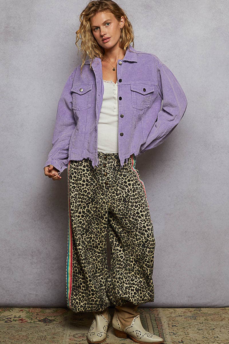 Pocket Front Button Down Corduroy Trucker Jacket