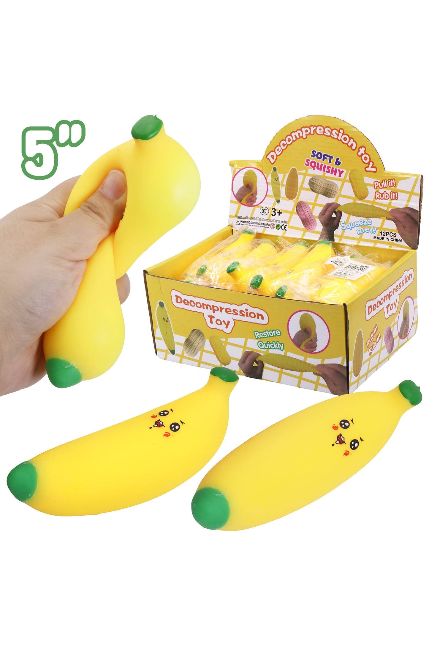 Cute Yellow Banana Fluffy Slime Filled TPR Squishy Toy: BANANA