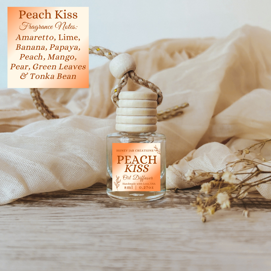 Hanging Car Diffuser | Peach Kiss | Made in USA: Square Bottle