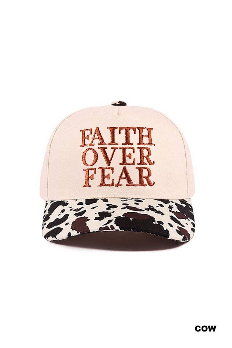 Faith Over Fear Two Tone Cotton Hat: RAISIN