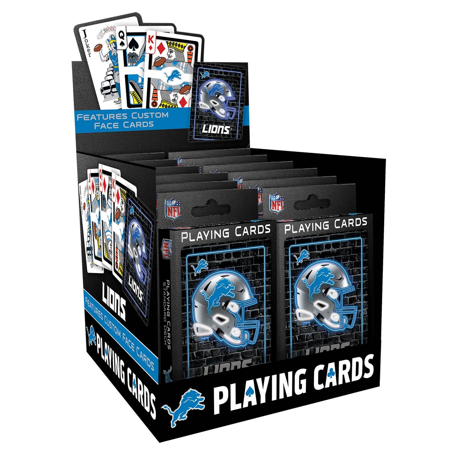 Detroit Lions Neon-Styled Playing Cards - 54 Card Deck