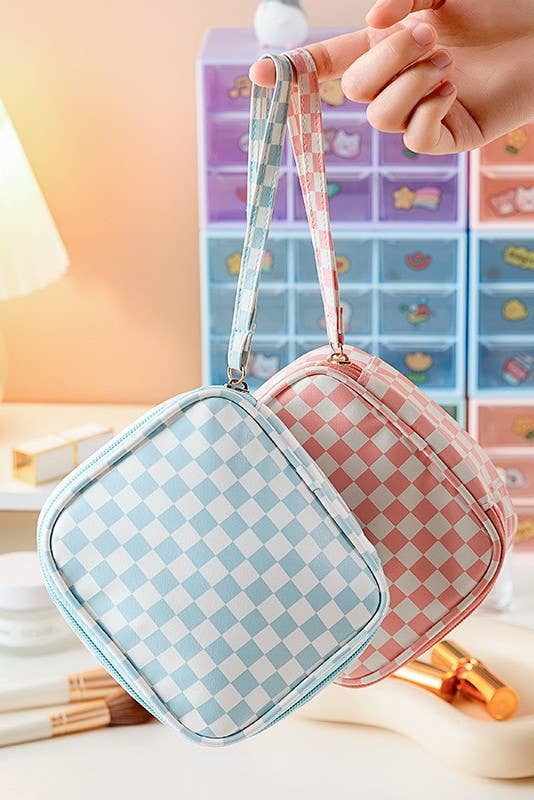 Travel Checkered gingham cosmetic pouch