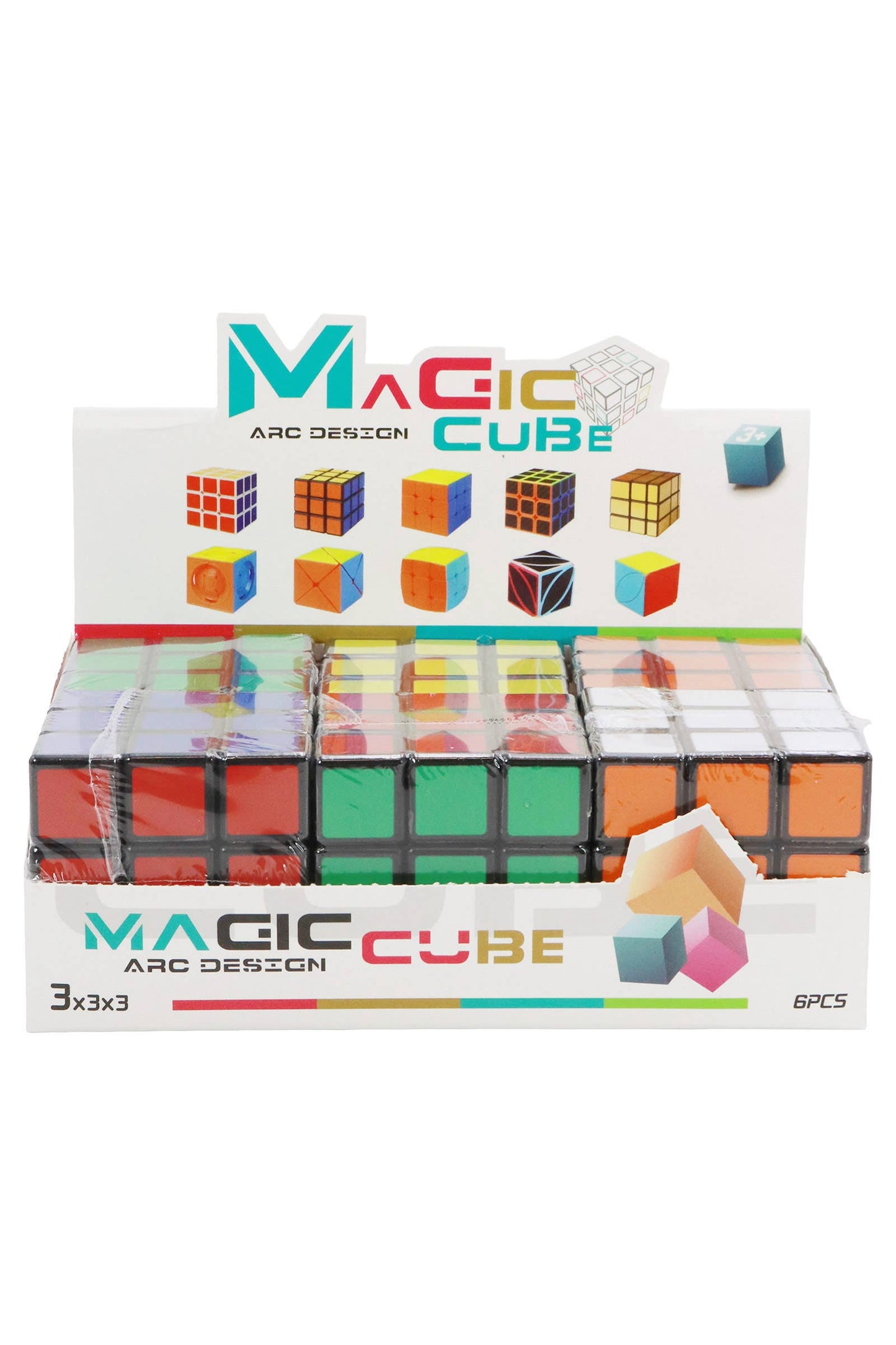 3 X 3 Retro Magic Vibrant Rubik's Cube - 6 Pcs