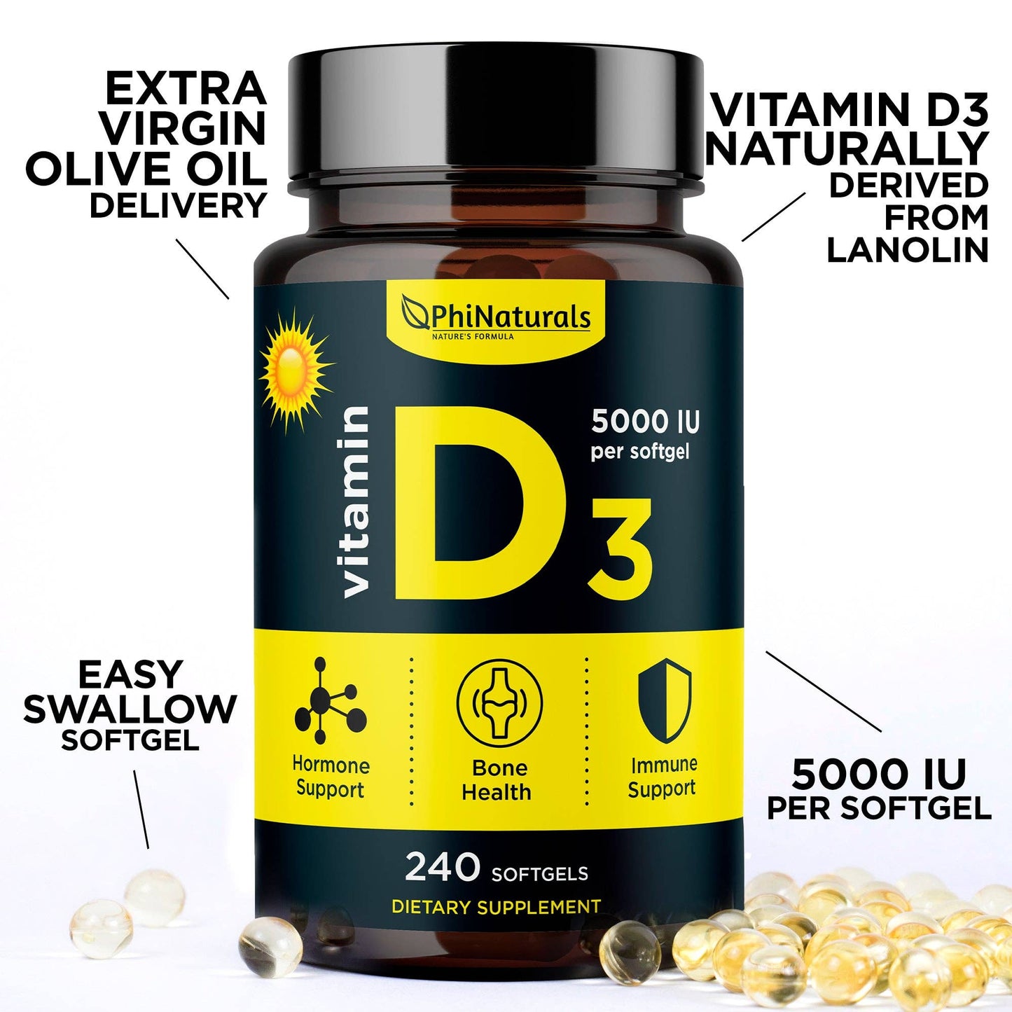 Vitamin D3 5000 IU (240 softgels)