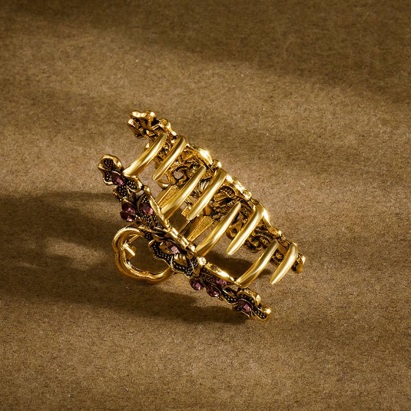 Vintage Boho Gems Flower Hair Claw Clip