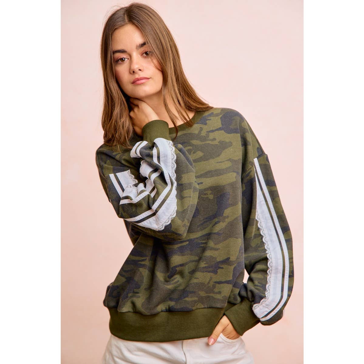 Camoflauge French Terry Lace Sweatshirt
