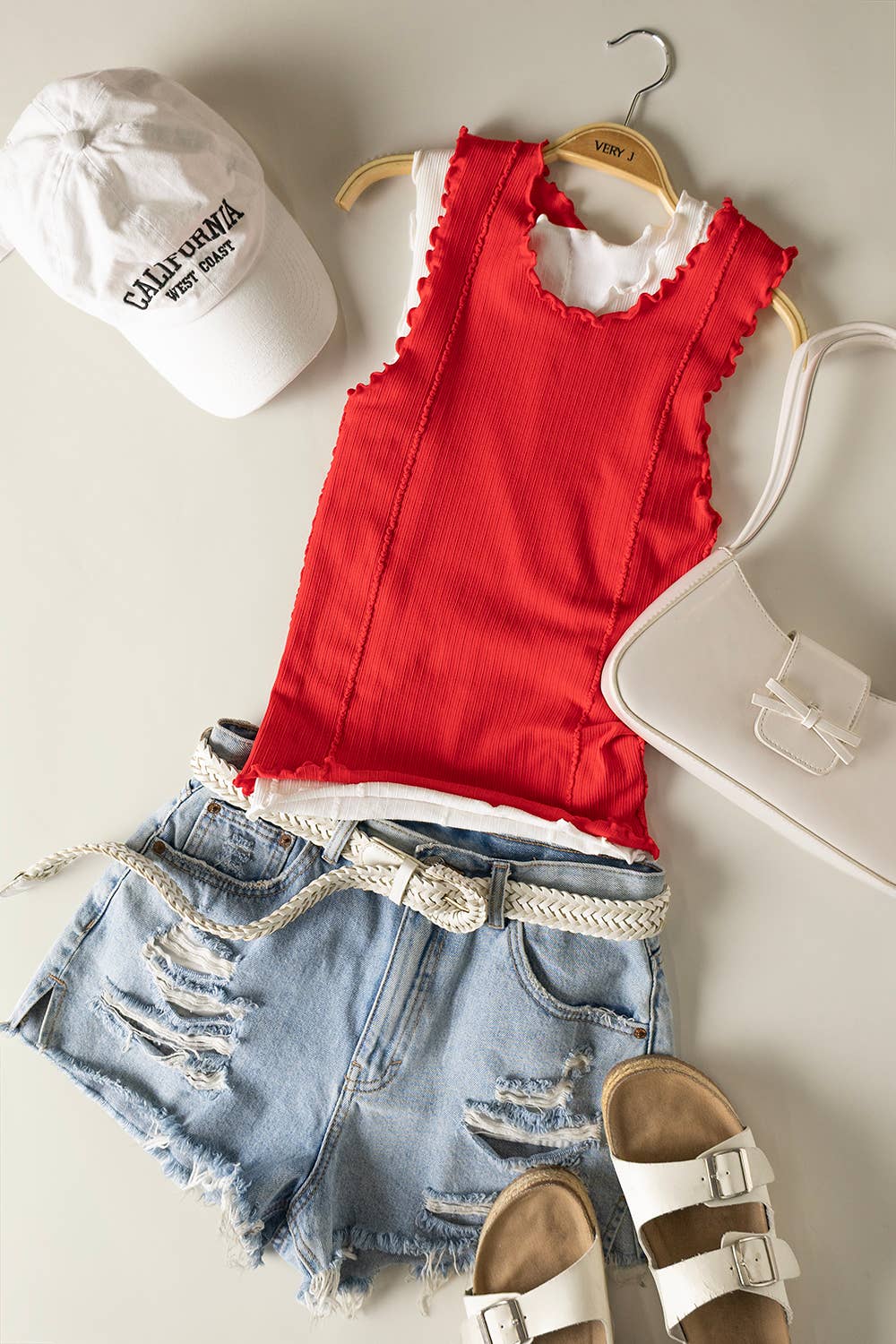 Lettuce Hem Casual Fitted Knit Tank Top