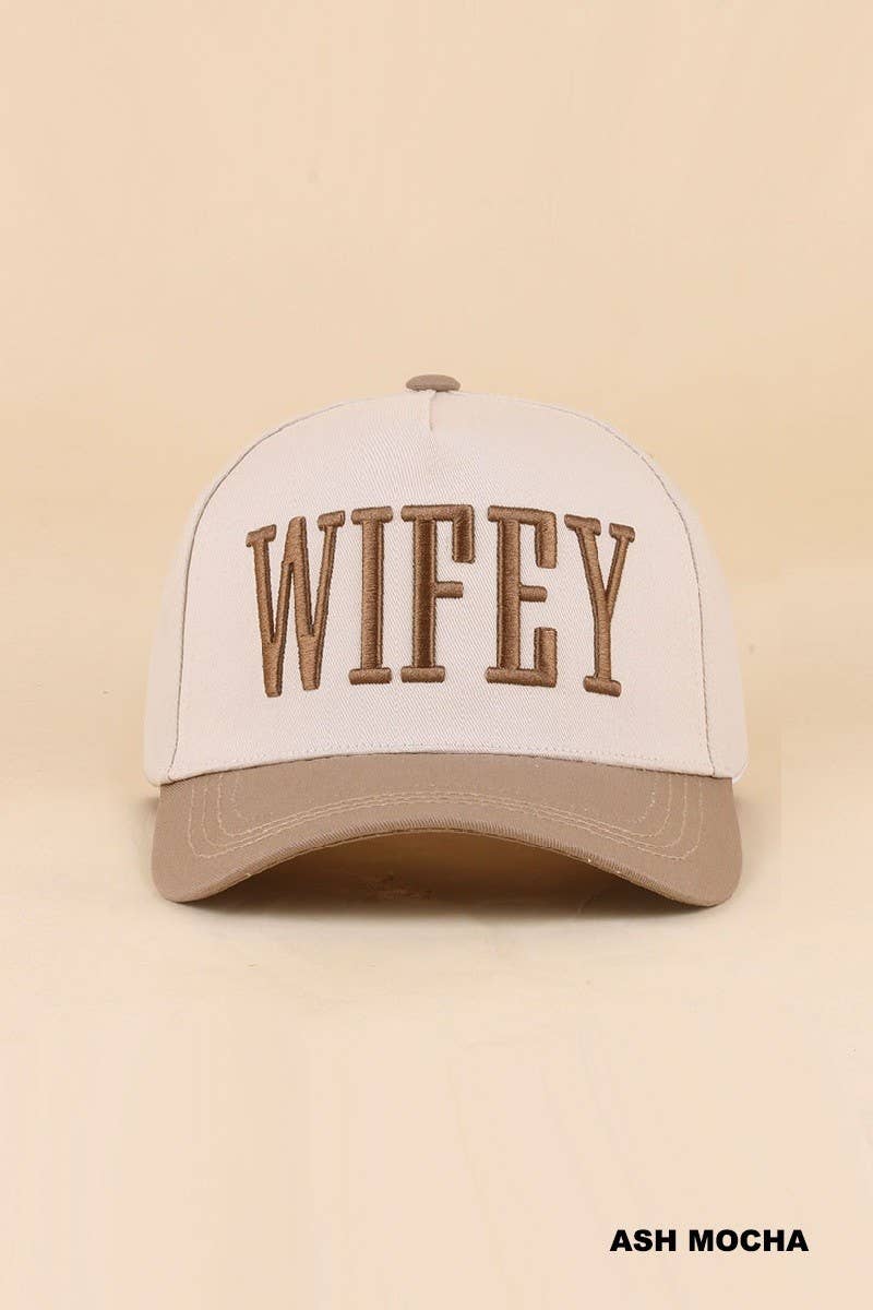 Wifey Two Tone Snapback Hat: ASH MOCHA
