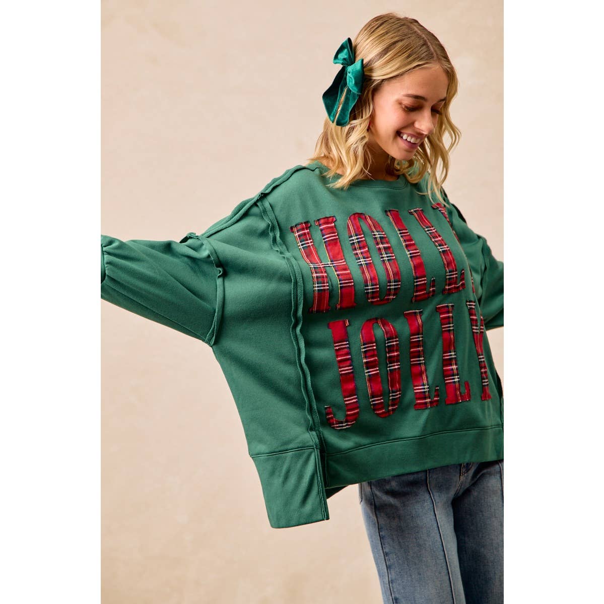 Christmas Plaid Holly Jolly  Sweatshirt