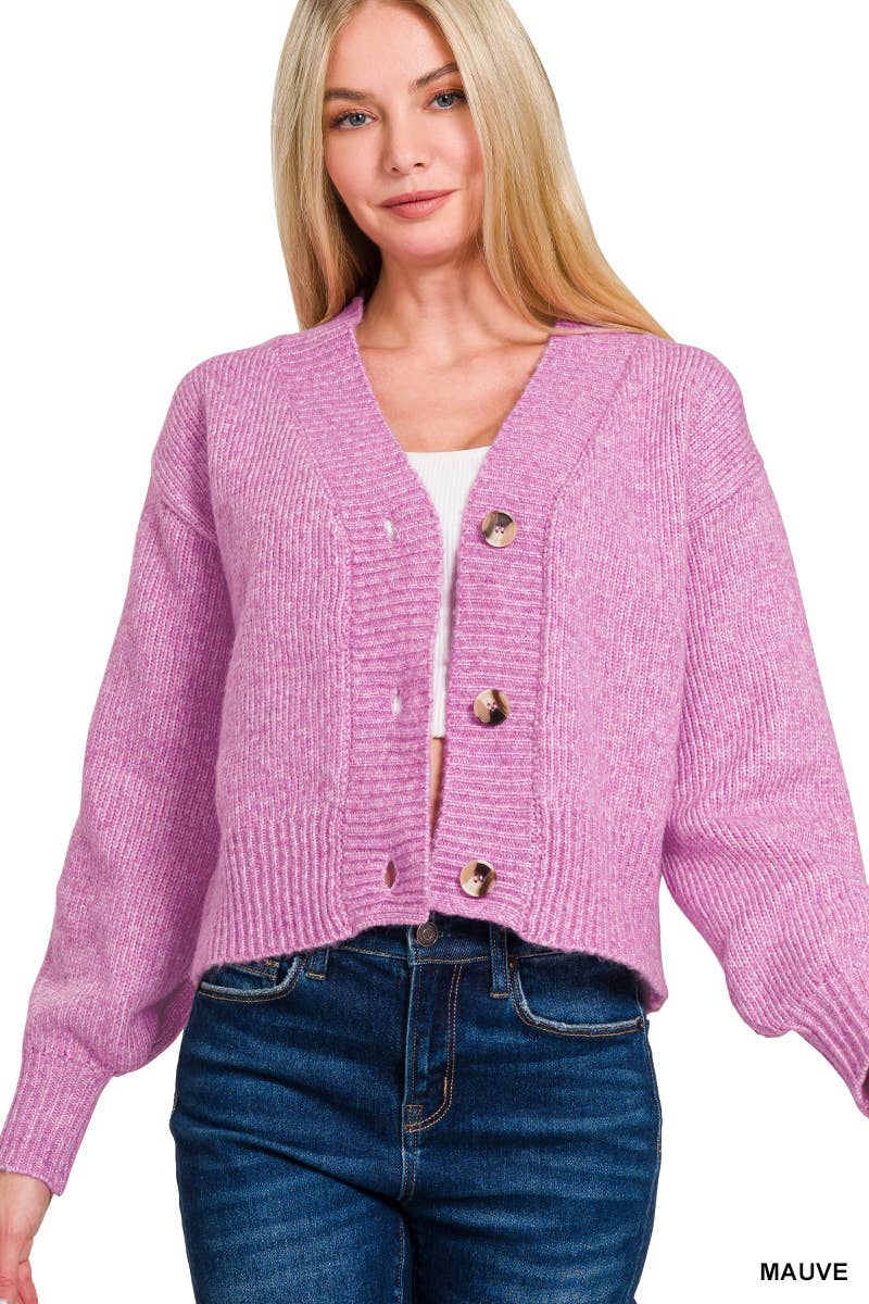 3 Button Front Sweater Cardigan Zenana: ROSE PINK
