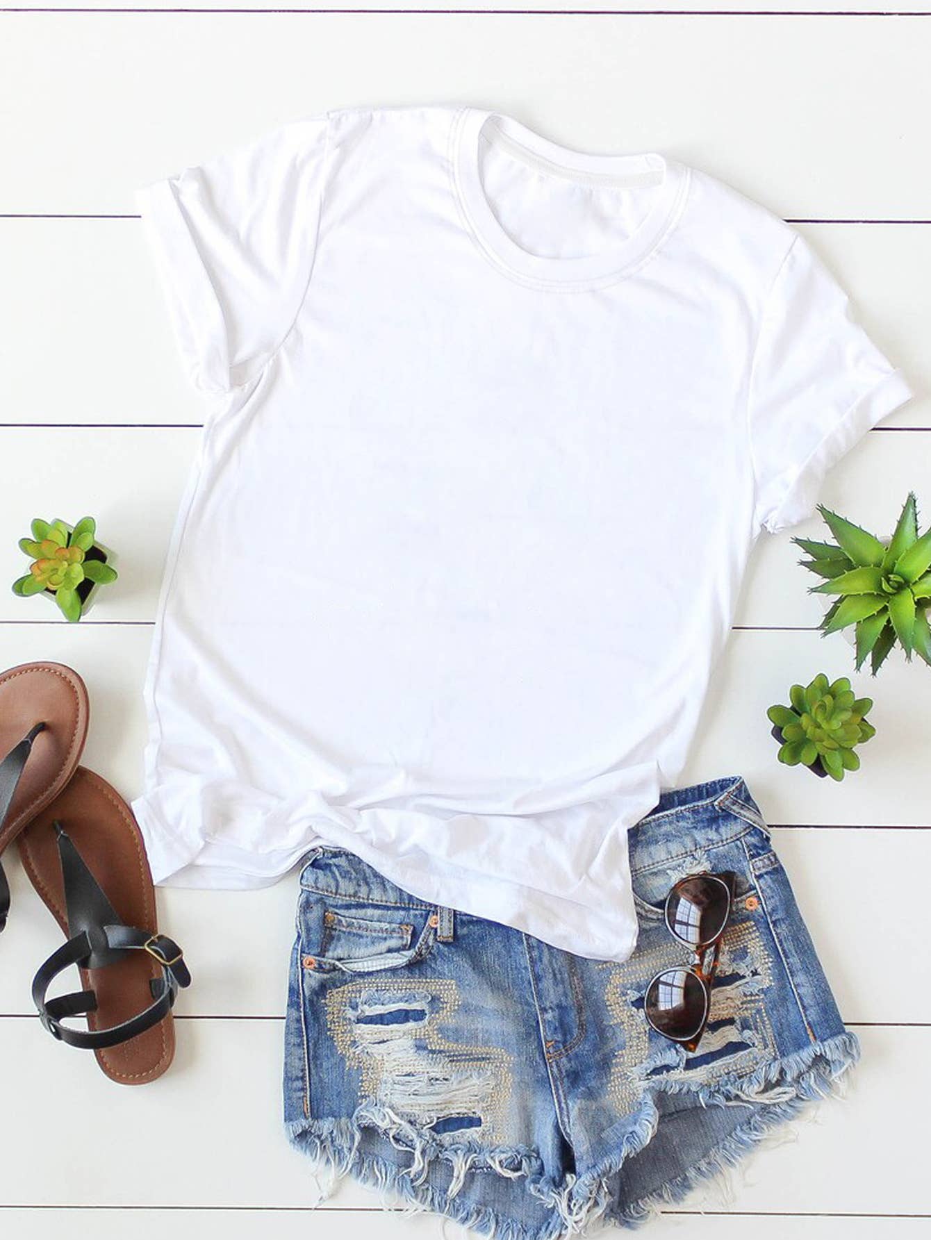 Loose Solid Color Short Sleever T-shirt