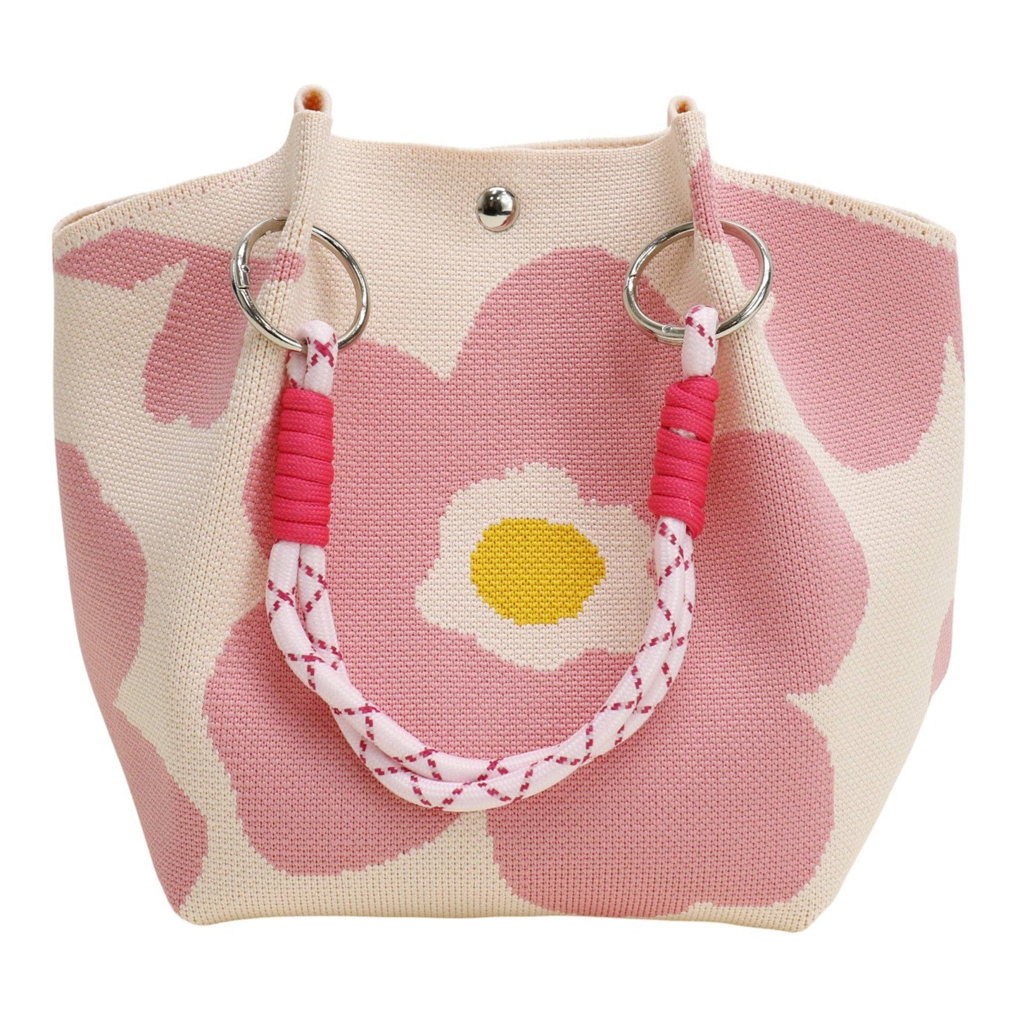 Flower Pattern Women's Knitted Bucket Bag