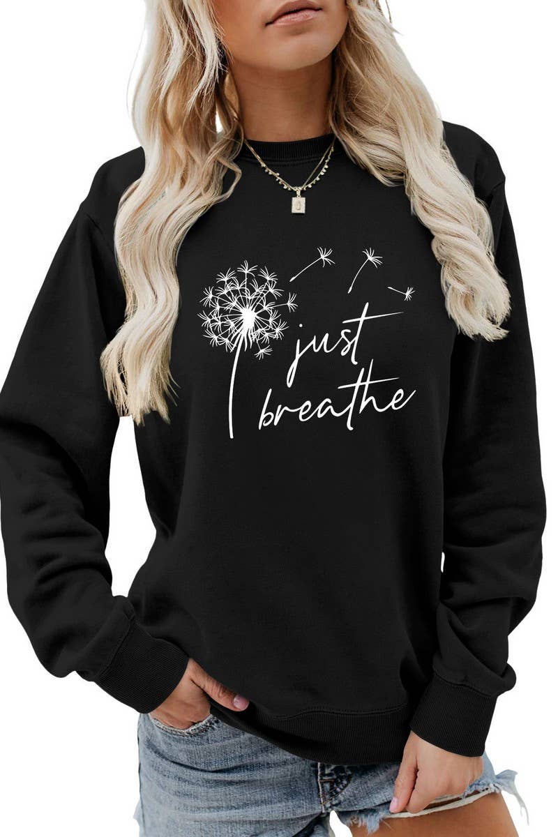 Just Breathe Dandelion Crewneck Pullover