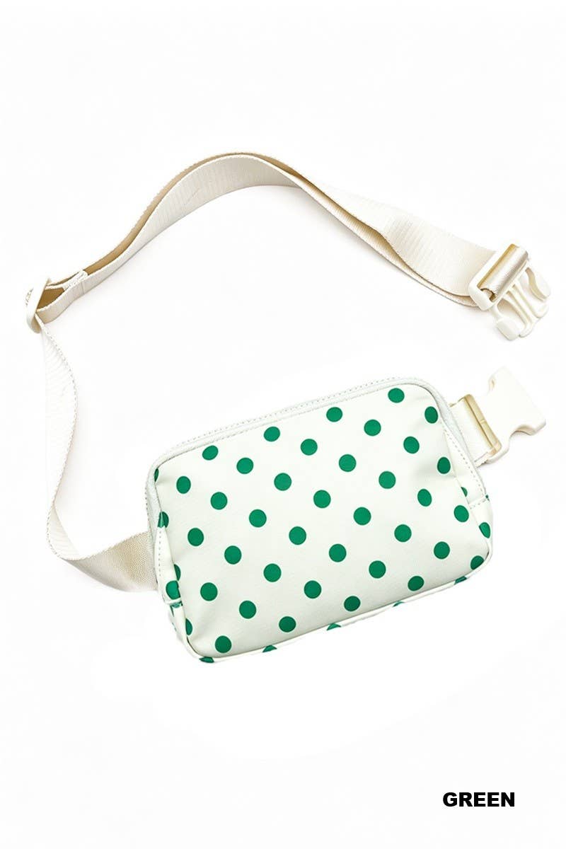 Polka Dot Everywhere Fanny Pack Bag: BLACK