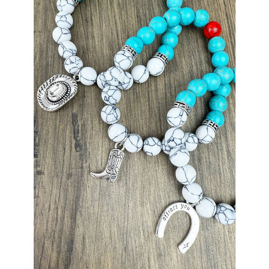 Western Cowboy Mix Charms with Turquoise Bracelets