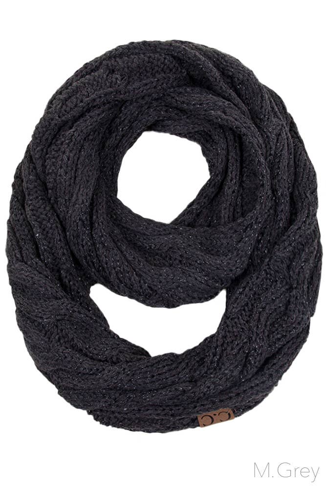 C.C Knitted Metallic Scarf: Teal/Teal