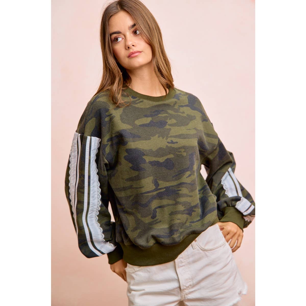 Camoflauge French Terry Lace Sweatshirt