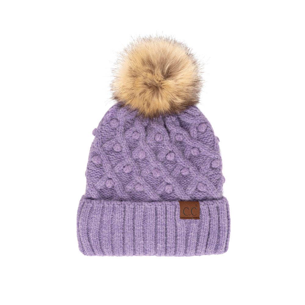 C.C Bobble Beanie Hat: Mustard