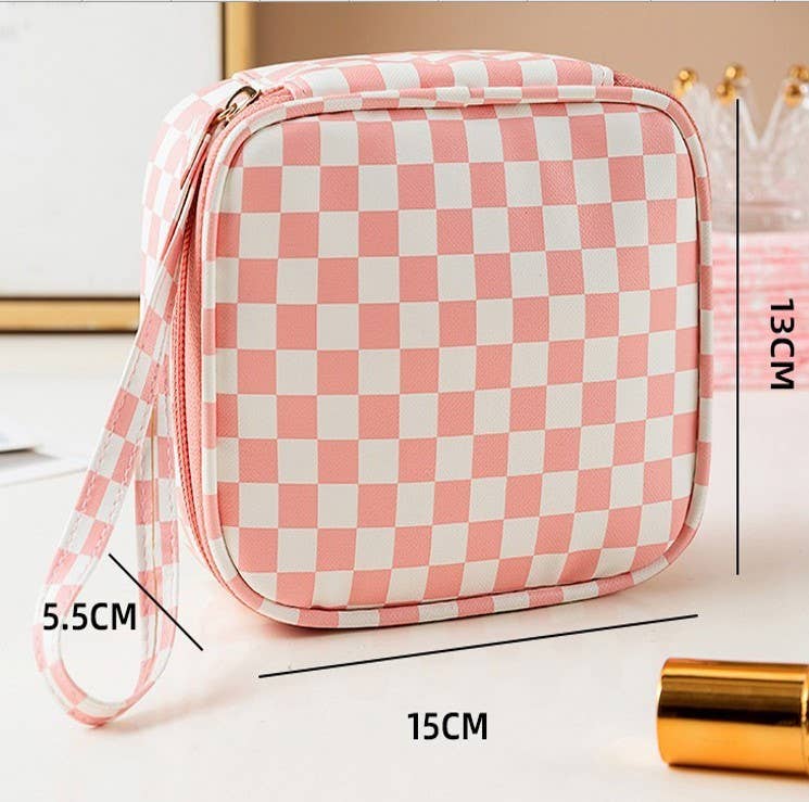 Travel Checkered gingham cosmetic pouch