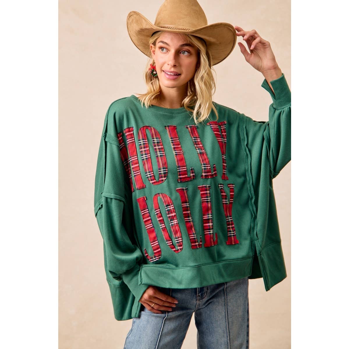 Christmas Plaid Holly Jolly  Sweatshirt