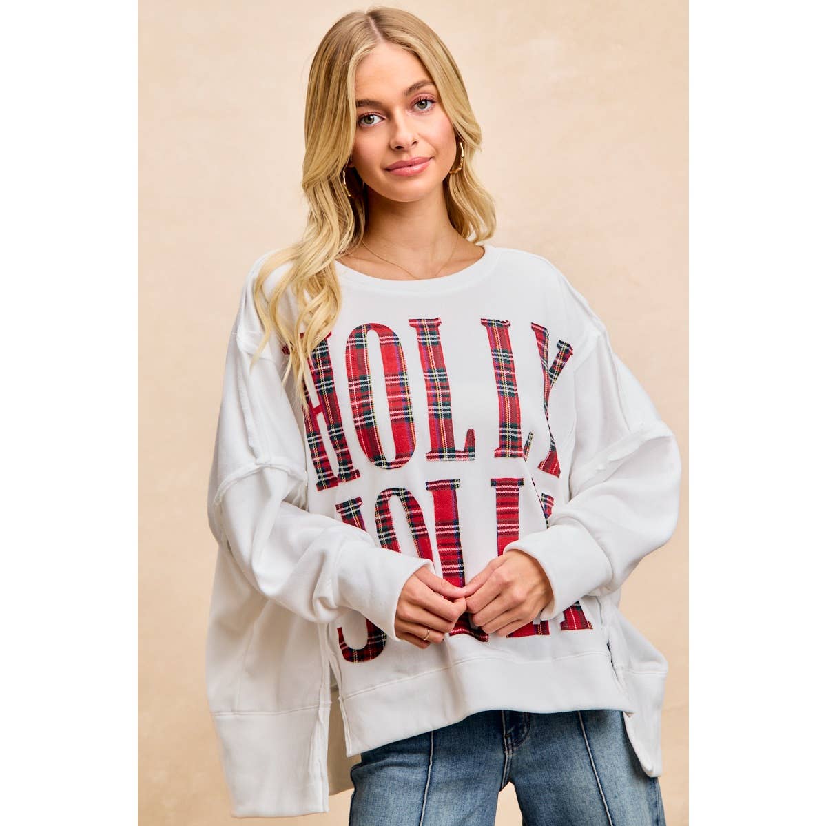Christmas Plaid Holly Jolly  Sweatshirt